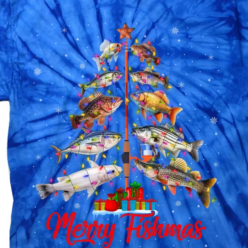 Merry Fishmas Ugly Xmas Lights Fish Fishing Christmas Tree Meaningful Gift Tie-Dye T-Shirt