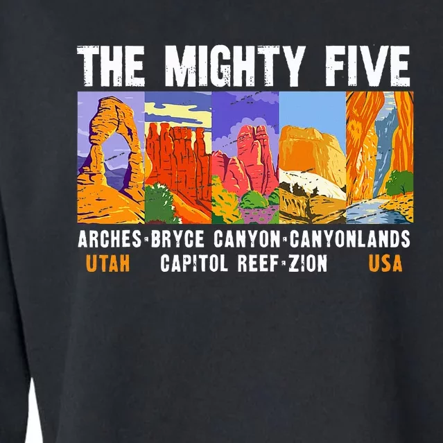 Mighty Five Utah National Parks Distressed Cropped Pullover Crew