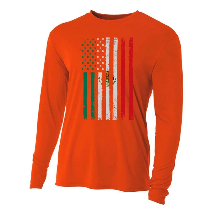 Mexico Flag USA American Mexican Independence Day Cooling Performance Long Sleeve Crew