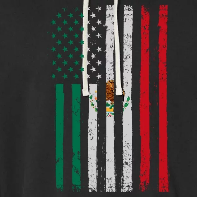 Mexico Flag USA American Mexican Independence Day Garment-Dyed Fleece Hoodie