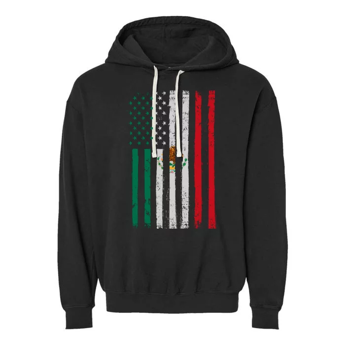 Mexico Flag USA American Mexican Independence Day Garment-Dyed Fleece Hoodie