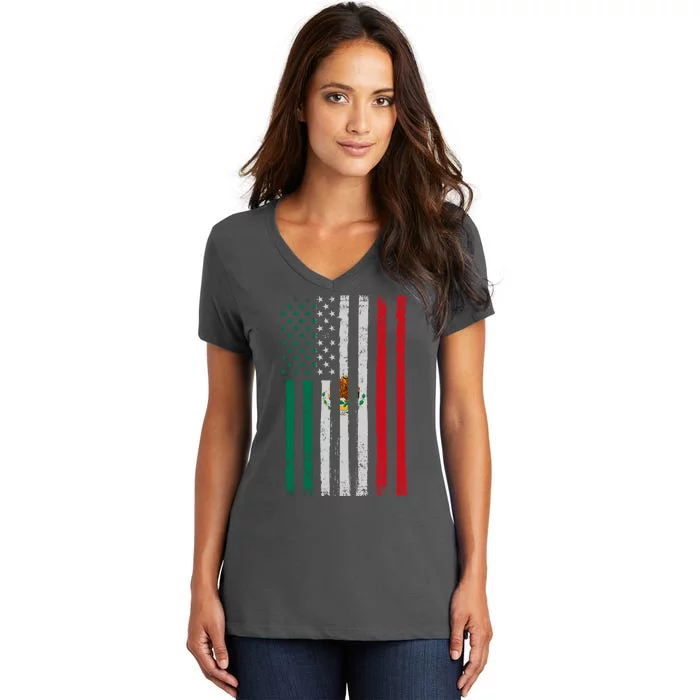 Mexico Flag USA American Mexican Independence Day Women's V-Neck T-Shirt