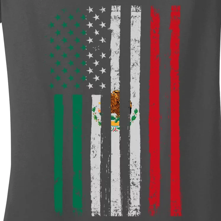 Mexico Flag USA American Mexican Independence Day Women's V-Neck T-Shirt