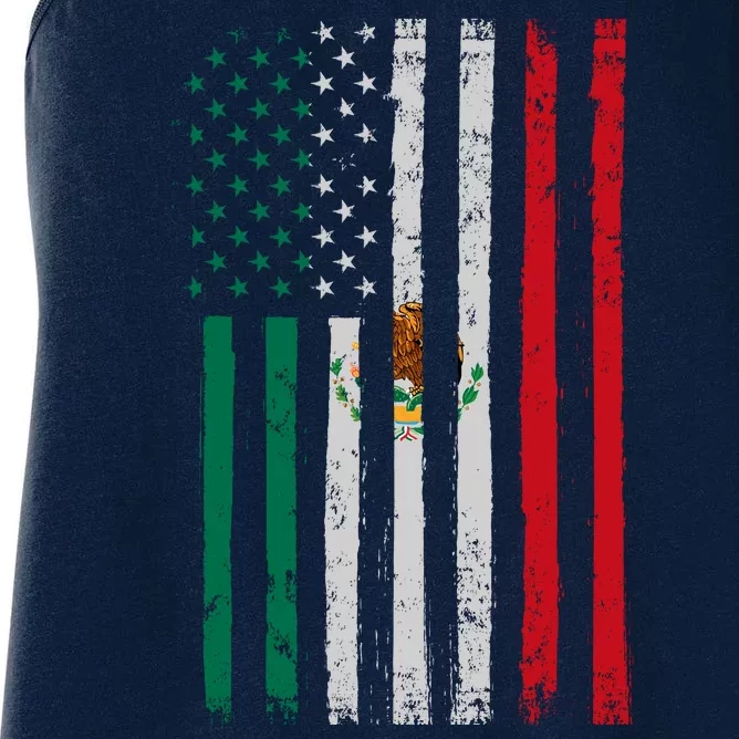 Mexico Flag USA American Mexican Independence Day Women's Racerback Tank