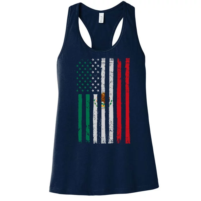 Mexico Flag USA American Mexican Independence Day Women's Racerback Tank