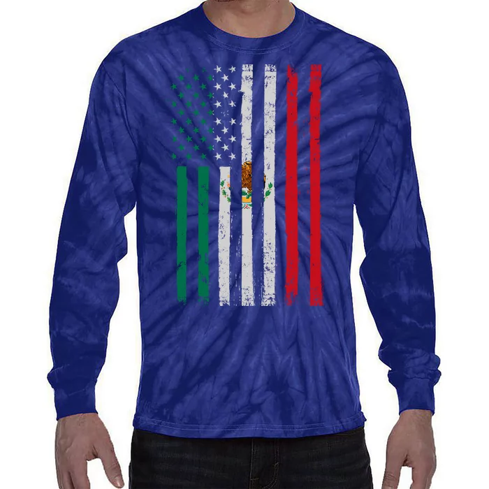 Mexico Flag USA American Mexican Independence Day Tie-Dye Long Sleeve Shirt