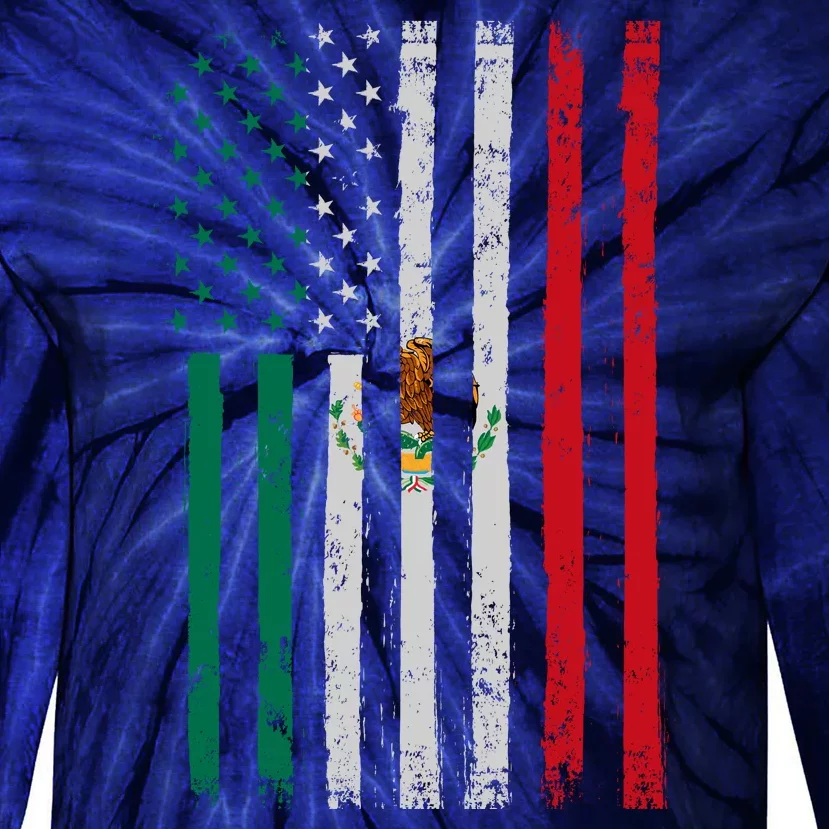 Mexico Flag USA American Mexican Independence Day Tie-Dye Long Sleeve Shirt