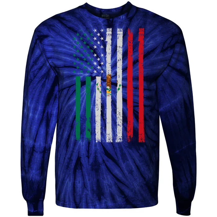 Mexico Flag USA American Mexican Independence Day Tie-Dye Long Sleeve Shirt