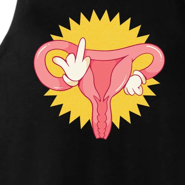 Middle Finger Uterus Ladies Tri-Blend Wicking Tank