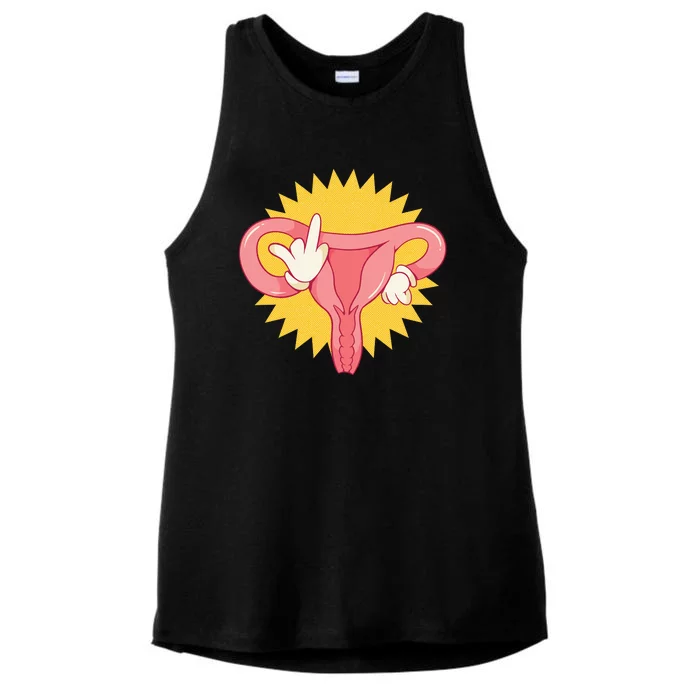 Middle Finger Uterus Ladies Tri-Blend Wicking Tank