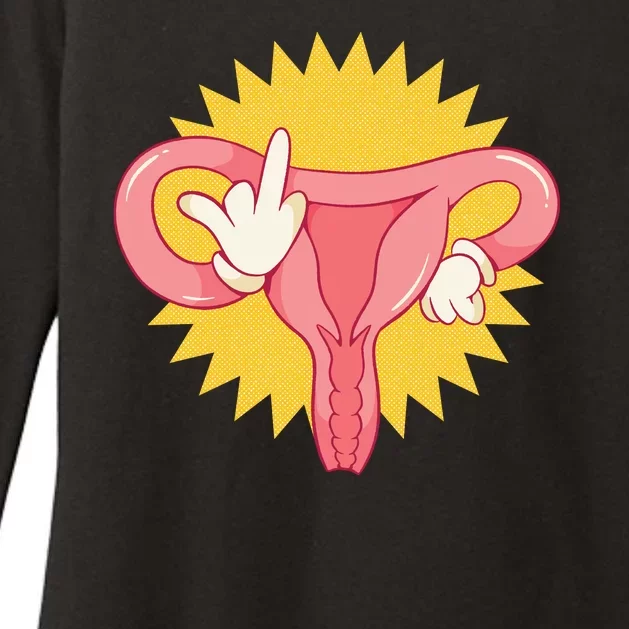 Middle Finger Uterus Womens CVC Long Sleeve Shirt