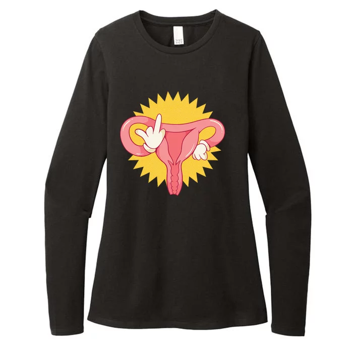 Middle Finger Uterus Womens CVC Long Sleeve Shirt