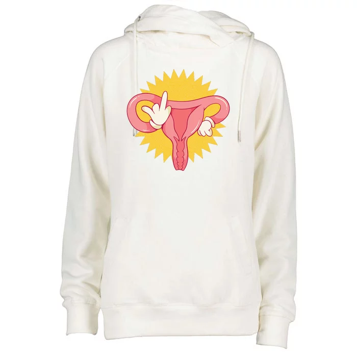 Middle Finger Uterus Womens Funnel Neck Pullover Hood