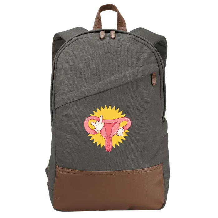 Middle Finger Uterus Cotton Canvas Backpack