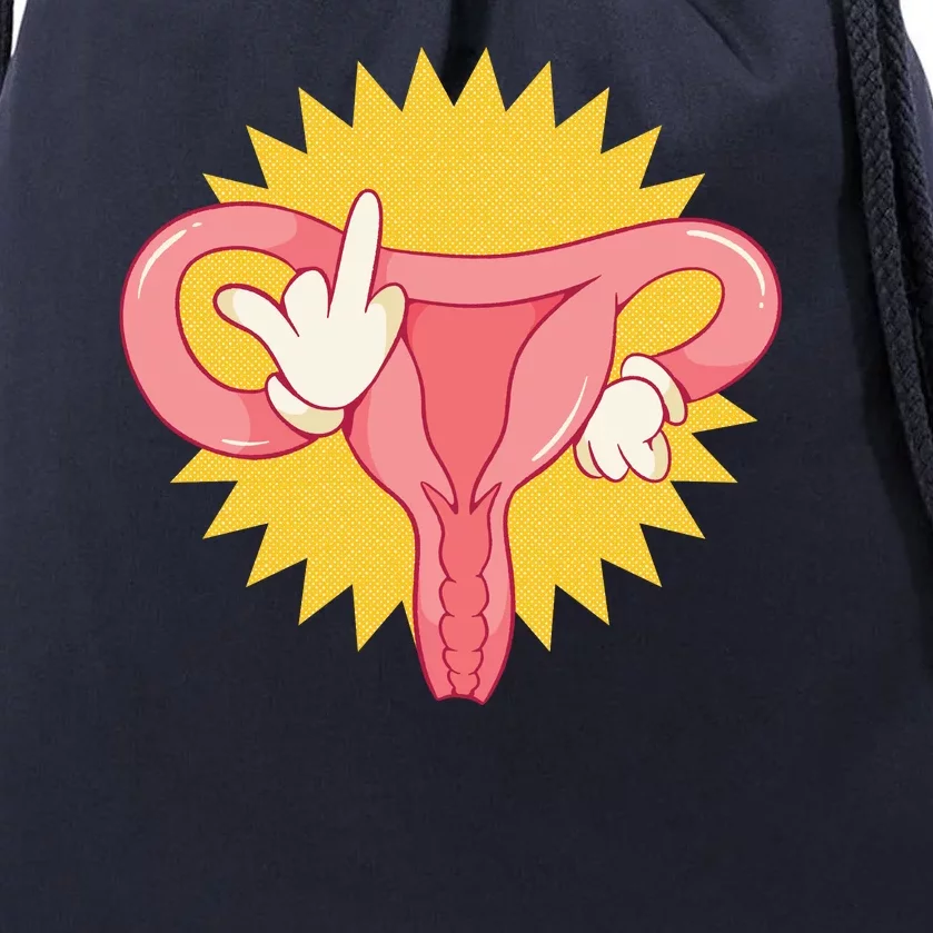 Middle Finger Uterus Drawstring Bag