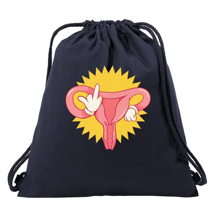 Middle Finger Uterus Drawstring Bag