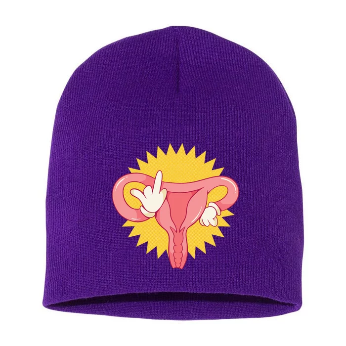 Middle Finger Uterus Short Acrylic Beanie