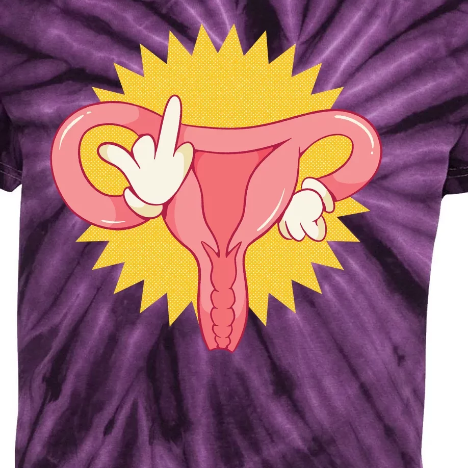 Middle Finger Uterus Kids Tie-Dye T-Shirt