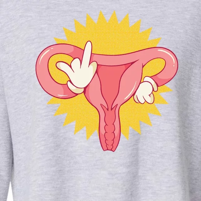 Middle Finger Uterus Cropped Pullover Crew