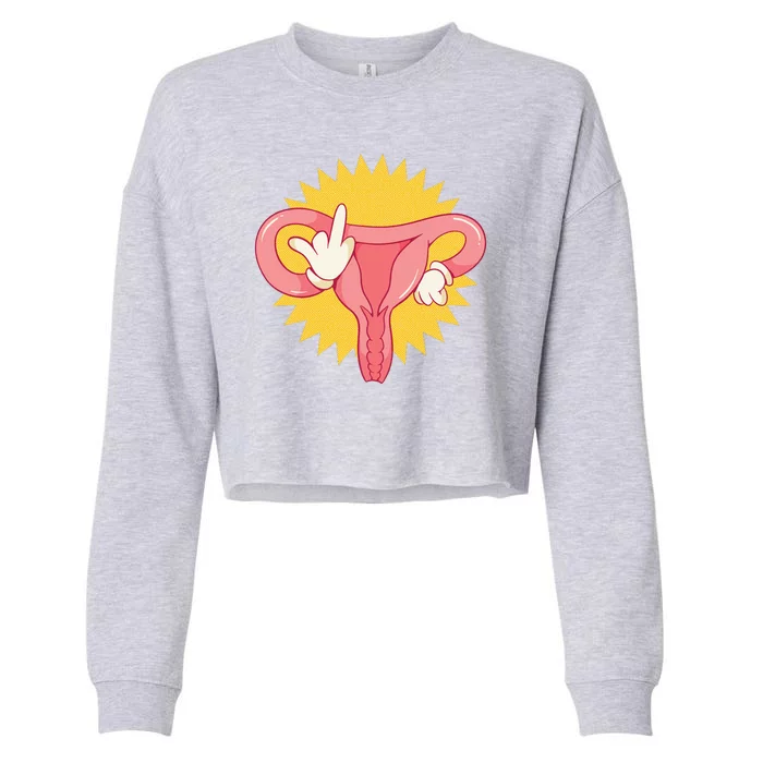 Middle Finger Uterus Cropped Pullover Crew