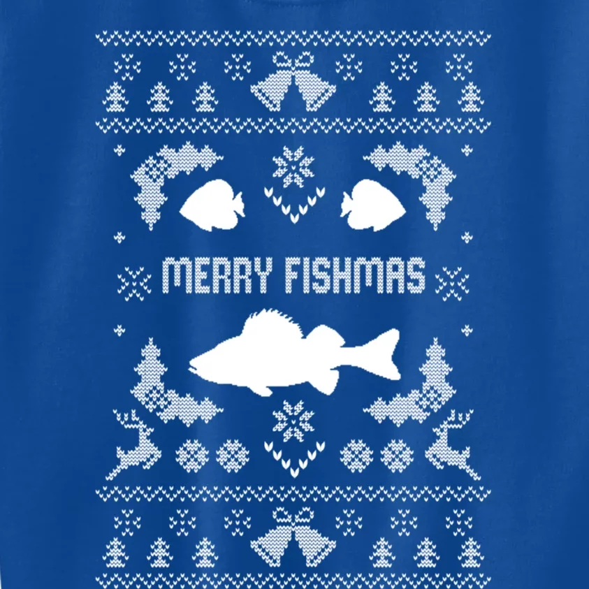 Merry Fishmas Ugly Fishing Christmas Bass Fish Xmas Funny Gift Kids Sweatshirt