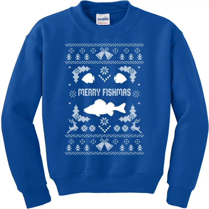 Merry Fishmas Ugly Fishing Christmas Bass Fish Xmas Funny Gift Kids Sweatshirt