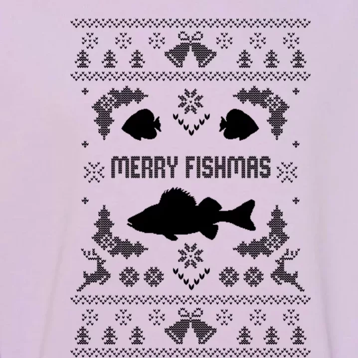 Merry Fishmas Ugly Fishing Christmas Bass Fish Xmas Funny Gift Garment-Dyed Sweatshirt