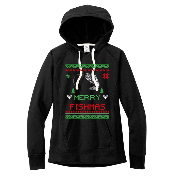 Merry Fishmas Ugly Fishing Christmas Gift Women's Fleece Hoodie