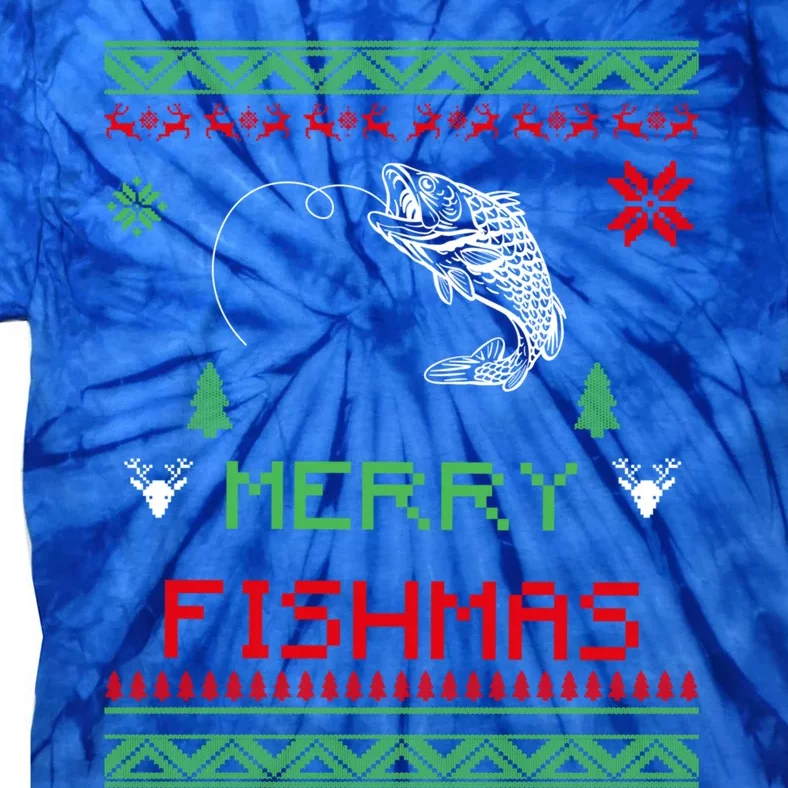 Merry Fishmas Ugly Fishing Christmas Gift Tie-Dye T-Shirt