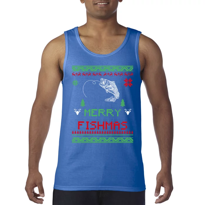 Merry Fishmas Ugly Fishing Christmas Gift Tank Top