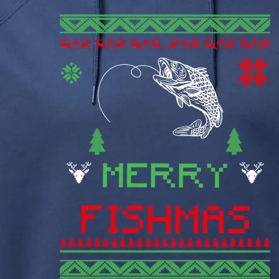 Merry Fishmas Ugly Fishing Christmas Gift Performance Fleece Hoodie