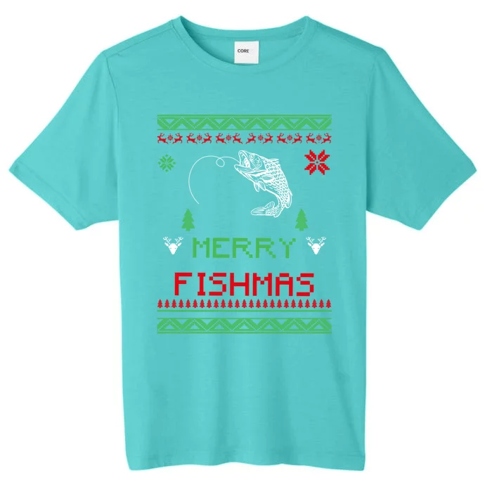 Merry Fishmas Ugly Fishing Christmas Gift ChromaSoft Performance T-Shirt