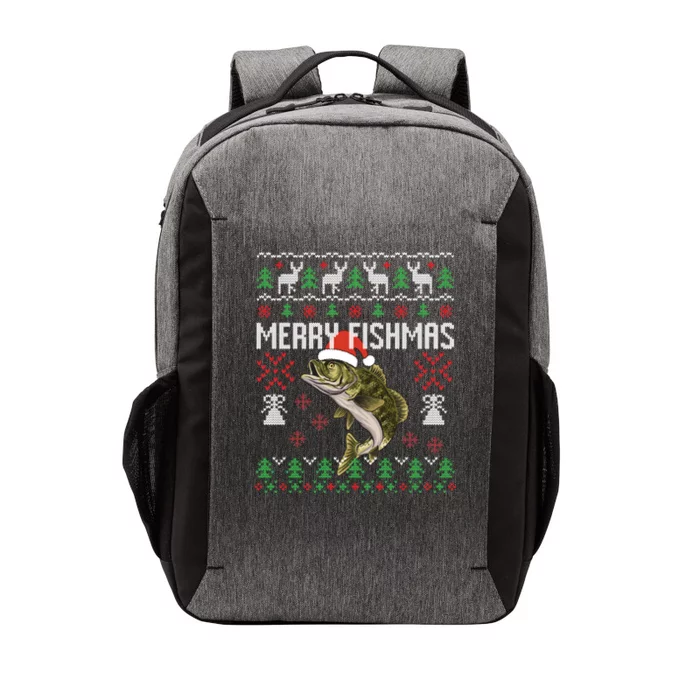 Merry Fishmas Ugly Christmas Sweater Funny Angler Fishing Vector Backpack