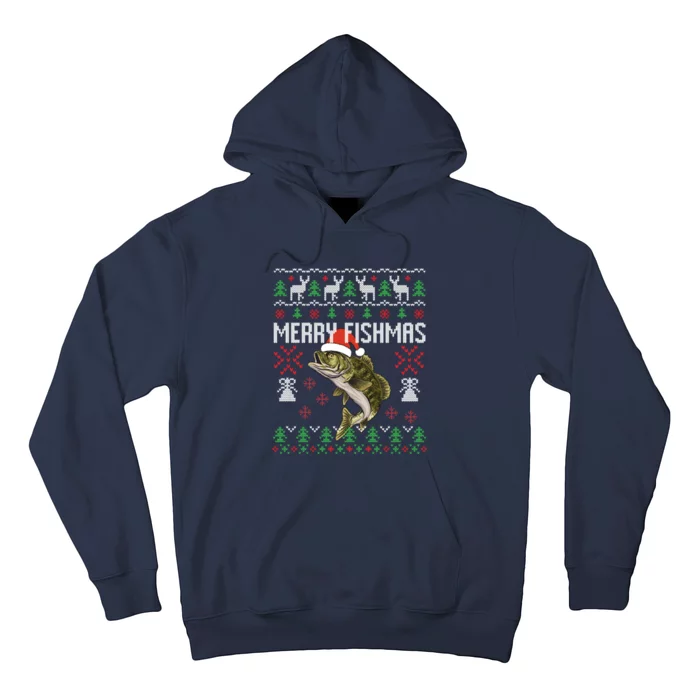 Merry Fishmas Ugly Christmas Sweater Funny Angler Fishing Hoodie