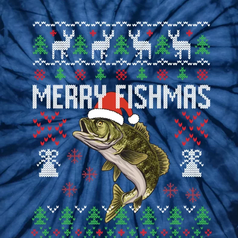 Merry Fishmas Ugly Christmas Sweater Funny Angler Fishing Tie-Dye T-Shirt