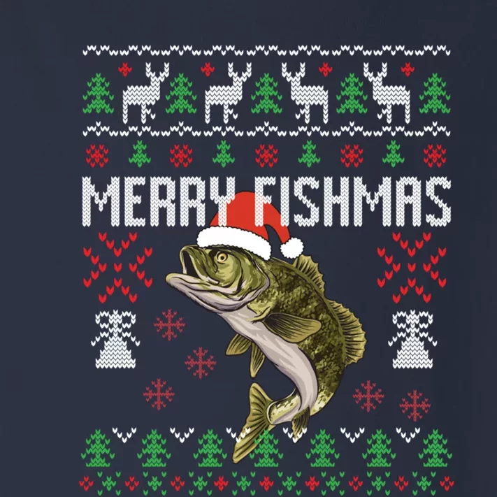 Merry Fishmas Ugly Christmas Sweater Funny Angler Fishing Toddler Long Sleeve Shirt