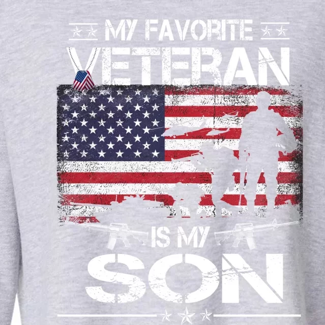 My Favorite Veteran Is My Son Meaningful Gift Flag Father Veterans Day Gift Cropped Pullover Crew