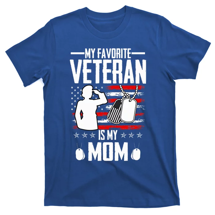 My Favorite Veteran Is My Mom Usa Flag Vintage T-Shirt