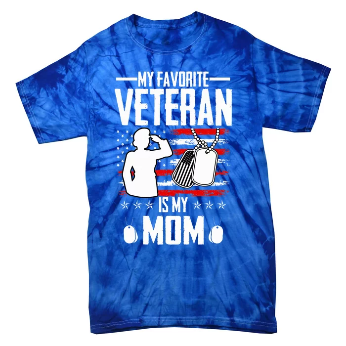 My Favorite Veteran Is My Mom Usa Flag Vintage Tie-Dye T-Shirt