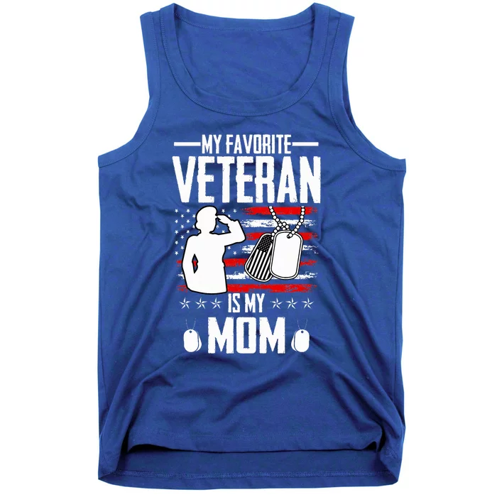 My Favorite Veteran Is My Mom Usa Flag Vintage Tank Top