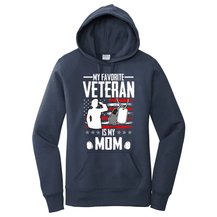 My Favorite Veteran Is My Mom Usa Flag Vintage Women's Pullover Hoodie