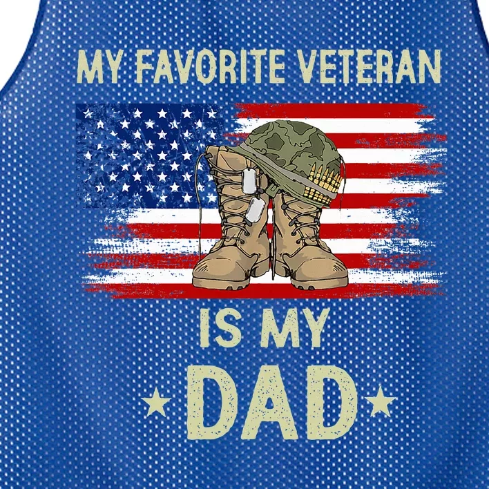 My Favorite Veteran Is My Dad Father Veterans Day Mesh Reversible Basketball Jersey Tank