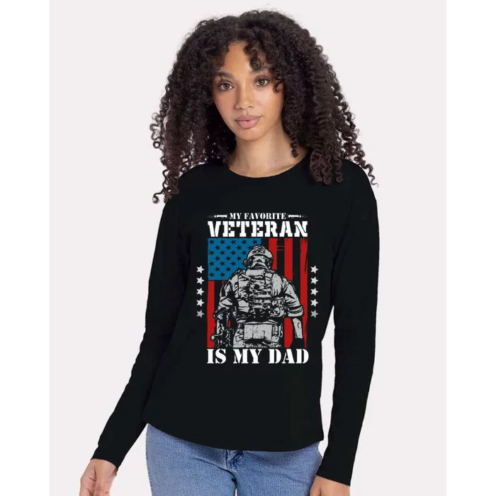 My Favorite Veteran is My Dad Veterans Day Memorial Day Womens Cotton Relaxed Long Sleeve T-Shirt