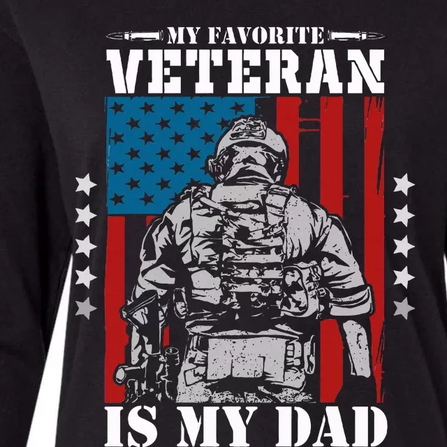 My Favorite Veteran is My Dad Veterans Day Memorial Day Womens Cotton Relaxed Long Sleeve T-Shirt