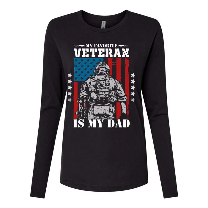 My Favorite Veteran is My Dad Veterans Day Memorial Day Womens Cotton Relaxed Long Sleeve T-Shirt