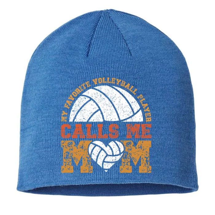 My Favorite Volleyball Player Calls Me Mom Retro Vintage Gift 8 1/2in Sustainable Knit Beanie