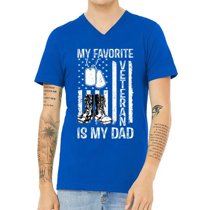 my favorite veteran is my dad army military veterans day V-Neck T-Shirt