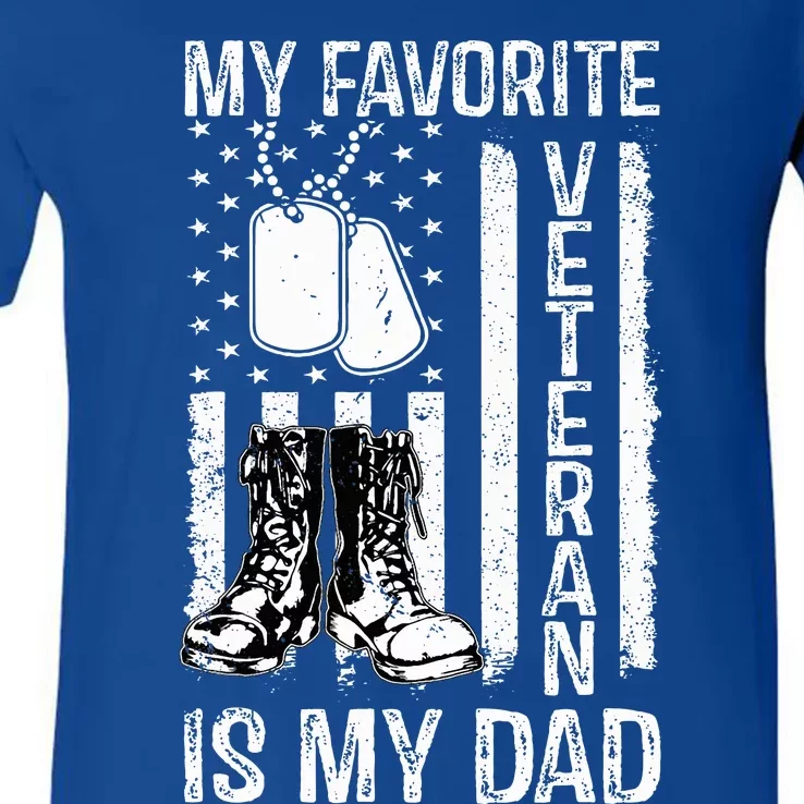 my favorite veteran is my dad army military veterans day V-Neck T-Shirt