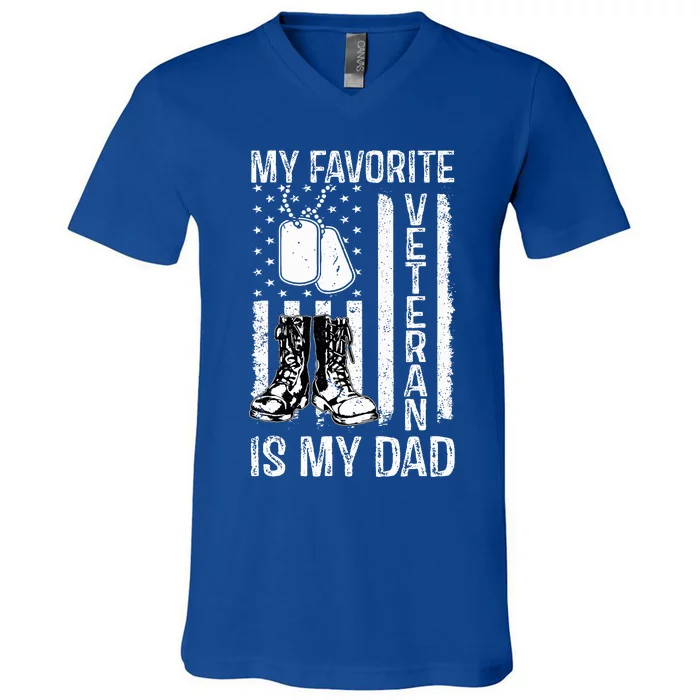 my favorite veteran is my dad army military veterans day V-Neck T-Shirt