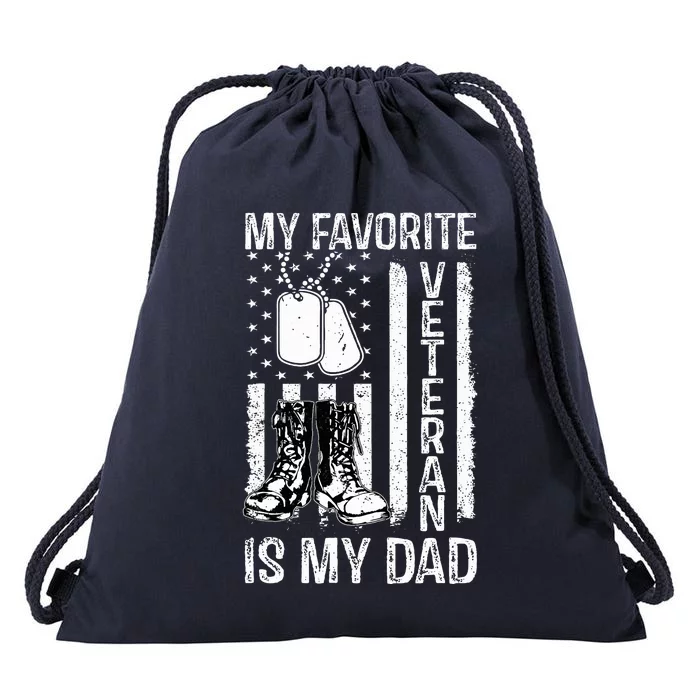 my favorite veteran is my dad army military veterans day Drawstring Bag